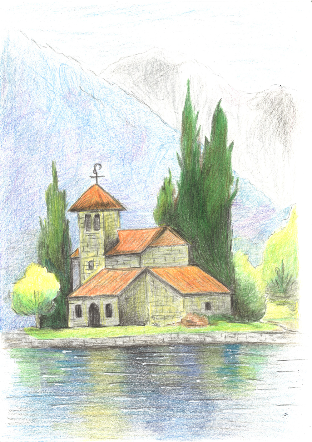 [색연필수채화] 한순자 作 - 그림 같은 집