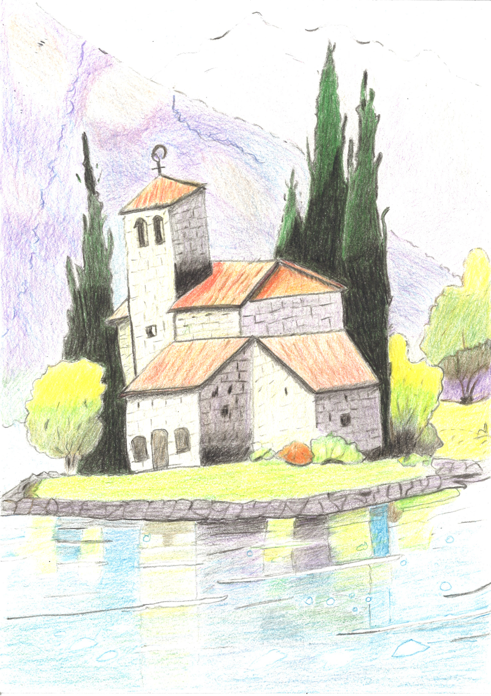 [색연필수채화] 지춘자 作 - 그림 같은 집