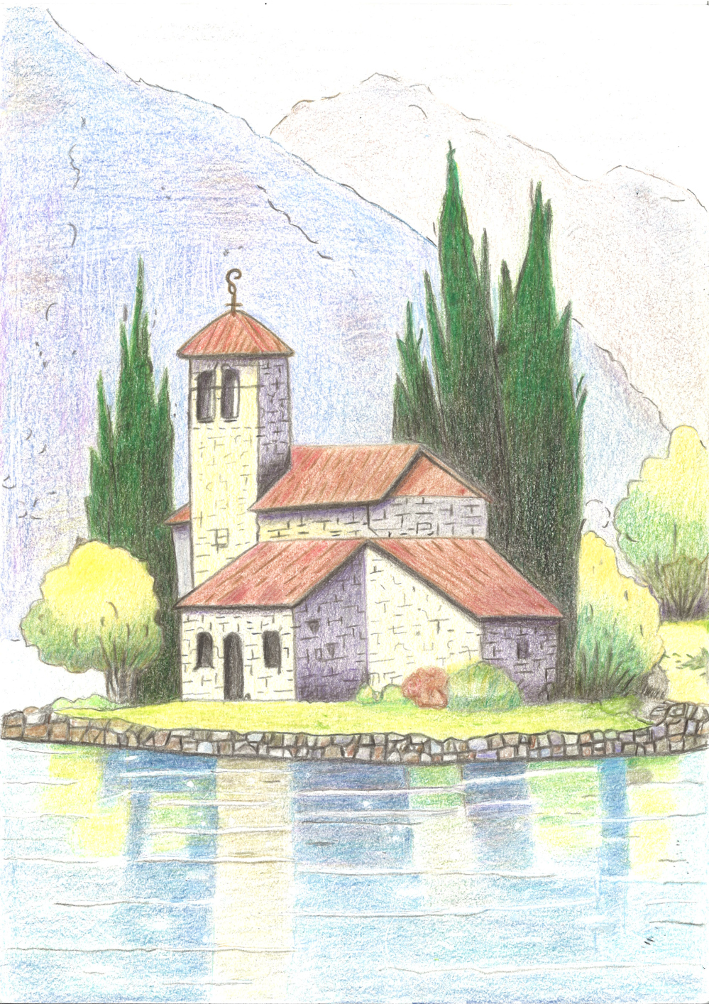 [색연필수채화] 이복순 作 - 그림 같은 집