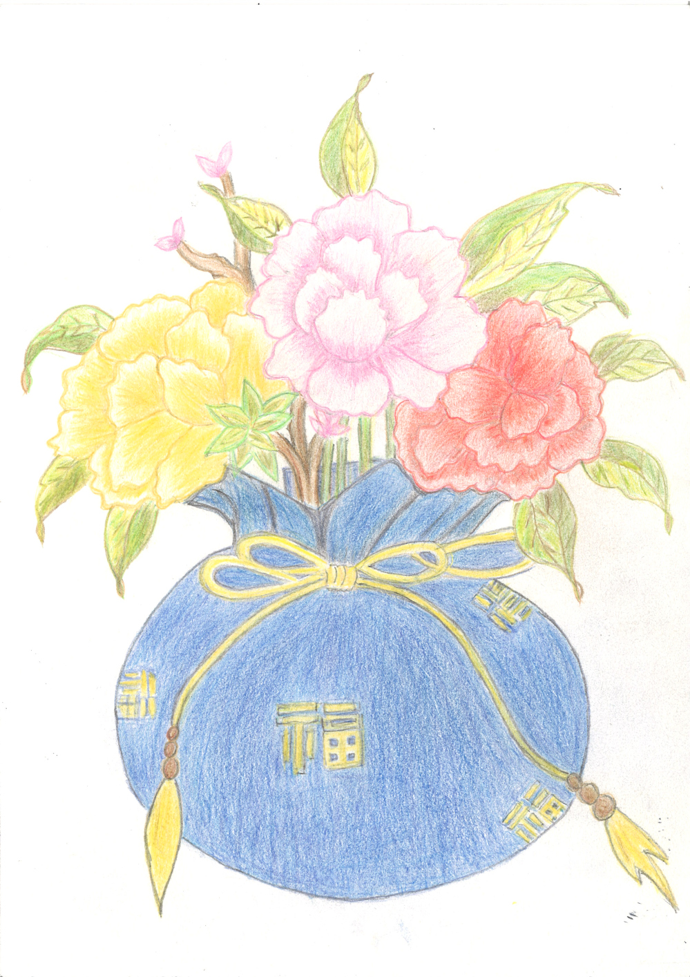 [색연필수채화] 홍혜자 作 - 복주머니