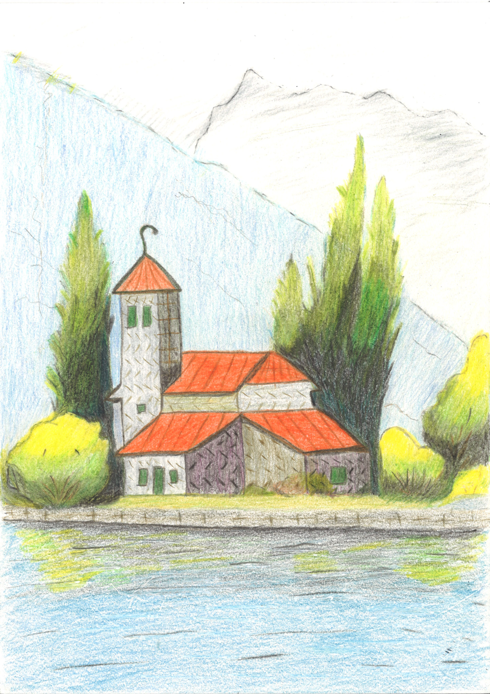 [색연필수채화] 김영옥B 作 - 그림 같은 집