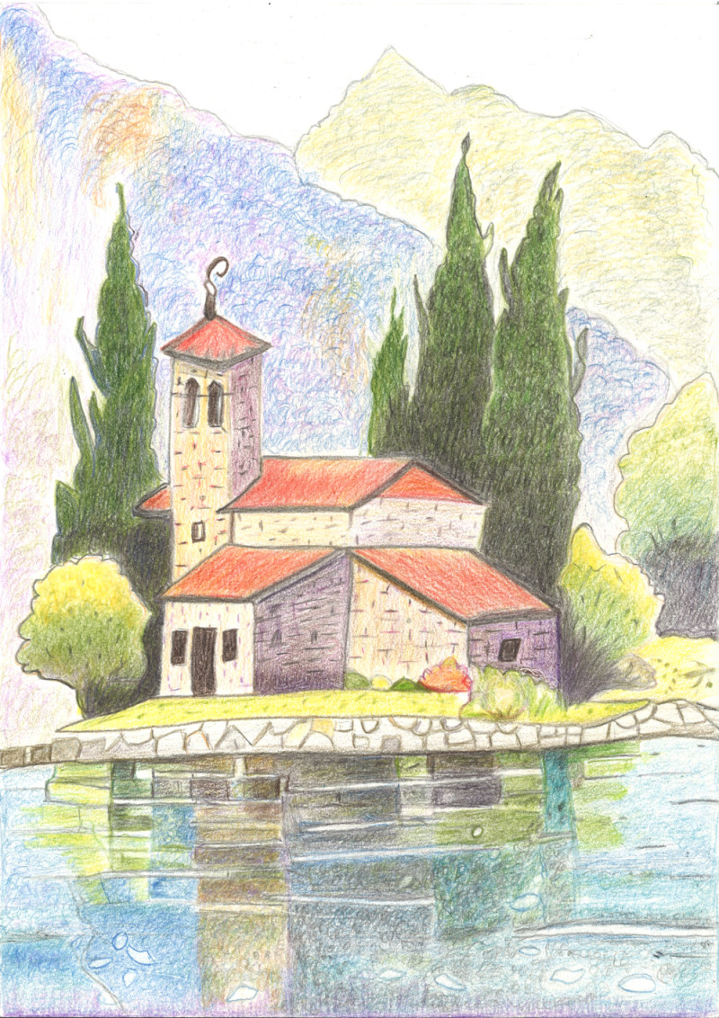 [색연필수채화] 김창순 作 - 그림 같은 집